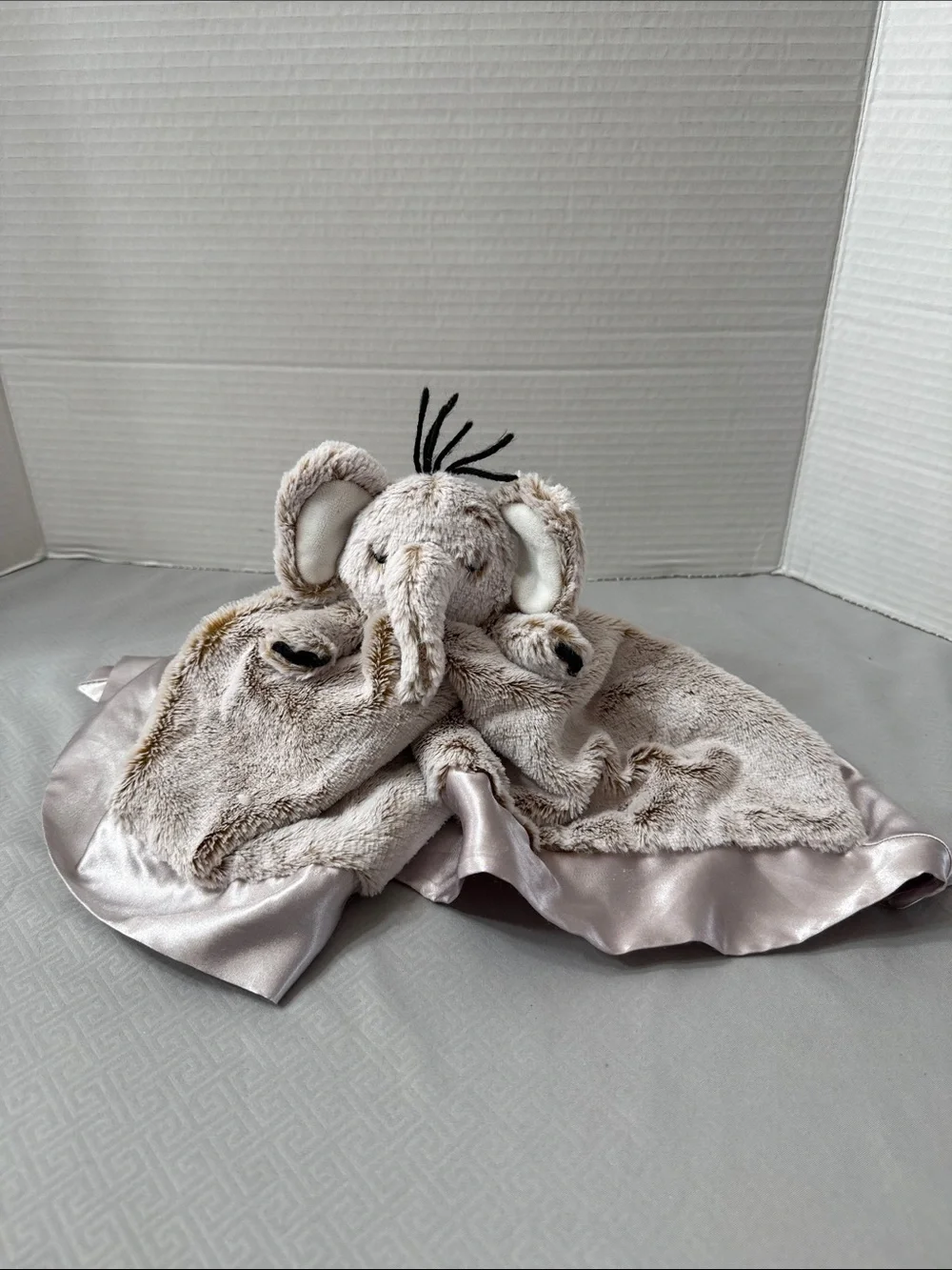 Lucy Darling Plush Elephant Lovey Security Blanket Satiny Trim